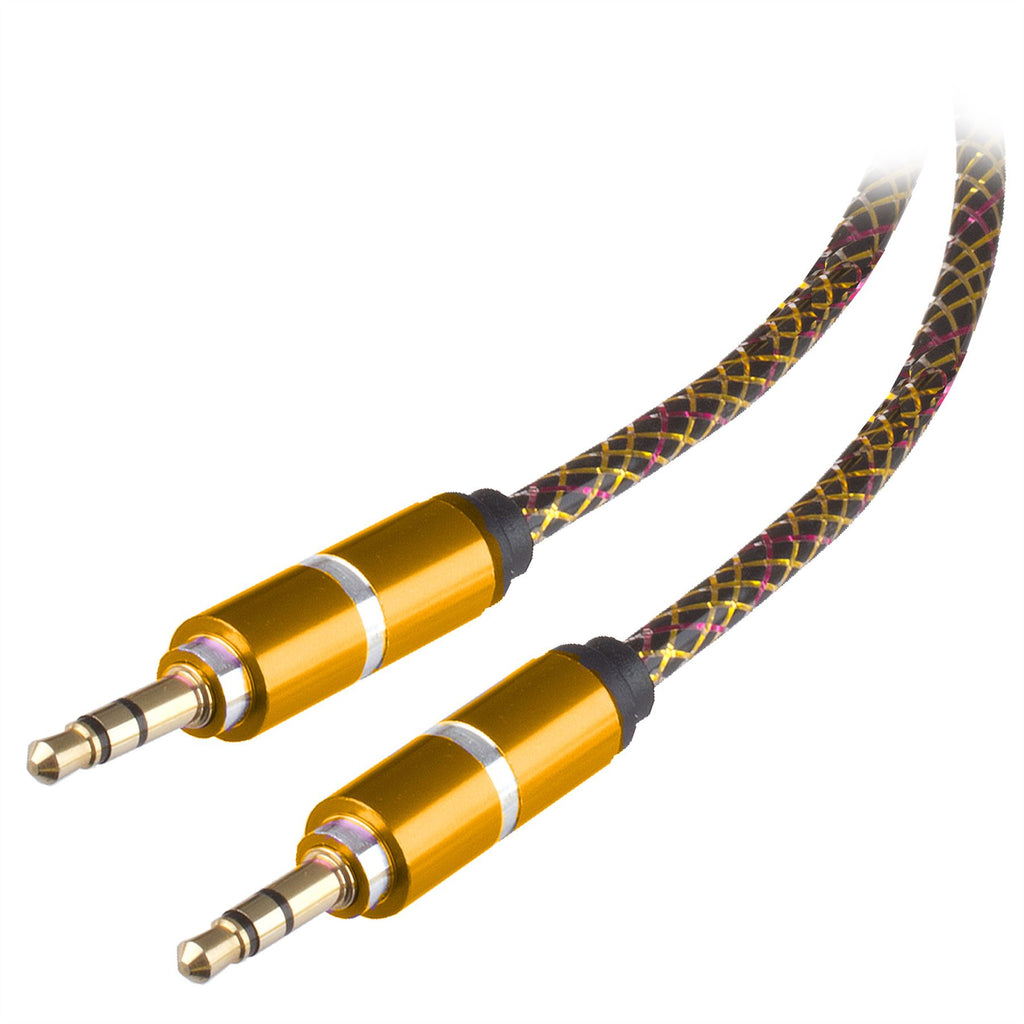 Lilware Rubberized Coiled Spring Auxiliary 3.5mm Audio Male To Male Cable For Multimedia Devices - Gold