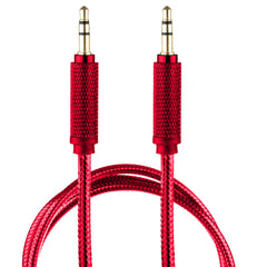 Lilware Braided Nylon Transparent PVC Jacket 1M Aux Audio Cable 3.5mm Jack Male to Male Cord For Multimedia Devices - Red